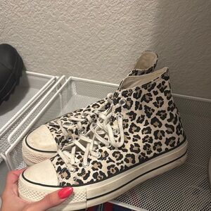 Converse Black and Cream pattern High-Top Sneakers